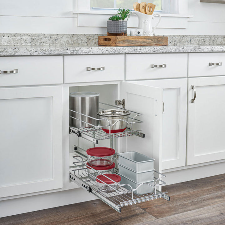 Rev-A-Shelf Kitchen Cabinet Pullout Shelf Organizer, 15 x 22 In, 5WB2-1522CR-1