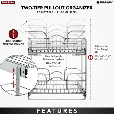 Rev-A-Shelf 15"x22" 2-Tier Pull Out Wire Basket, Chrome (Open Box) (4 Pack)
