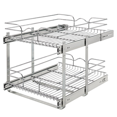 Rev-A-Shelf Pullout 2-Tier Basket Organizer for Kitchen or Vanity Cabinets, 18 x 22 In, 5WB2-1822CR-1