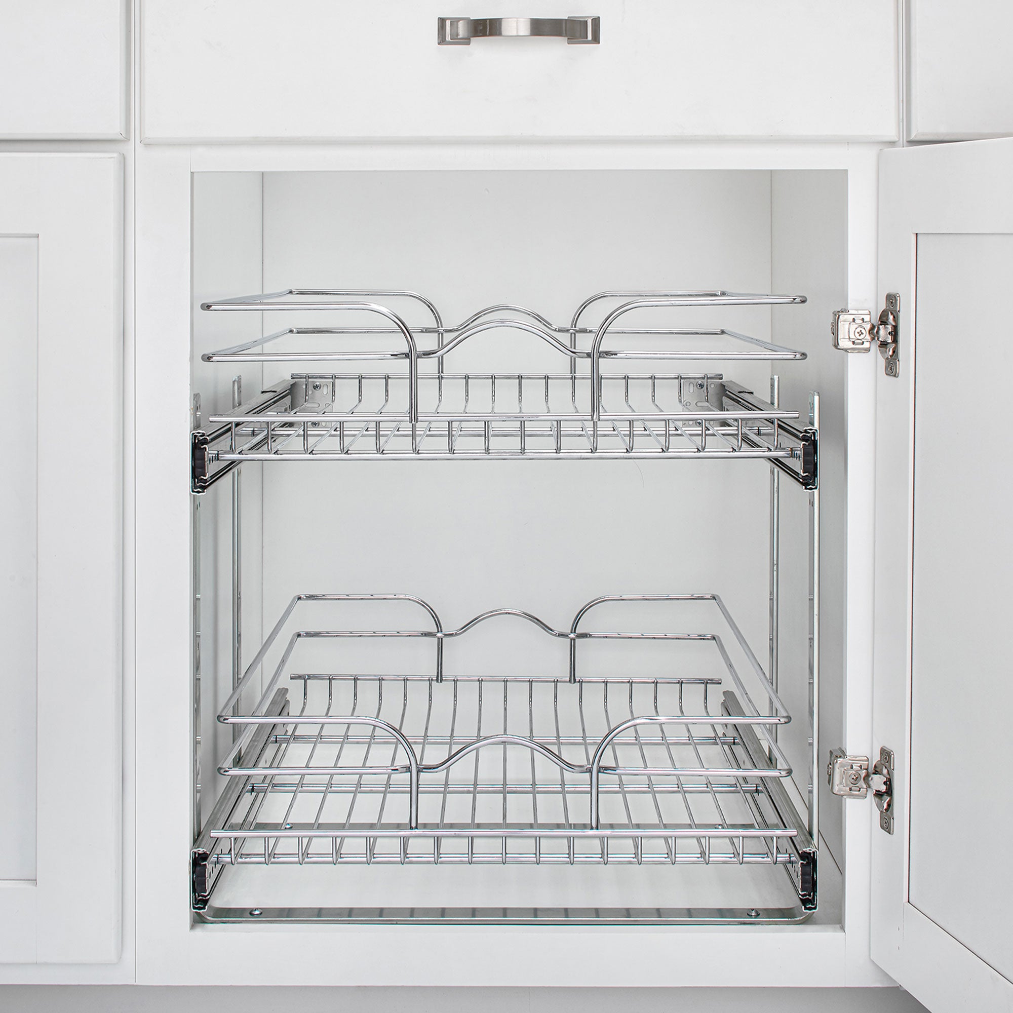 Rev-A-Shelf Pullout 2-Tier Basket Organizer for Kitchen or Vanity Cabinets, 18 x 22 In, 5WB2-1822CR-1