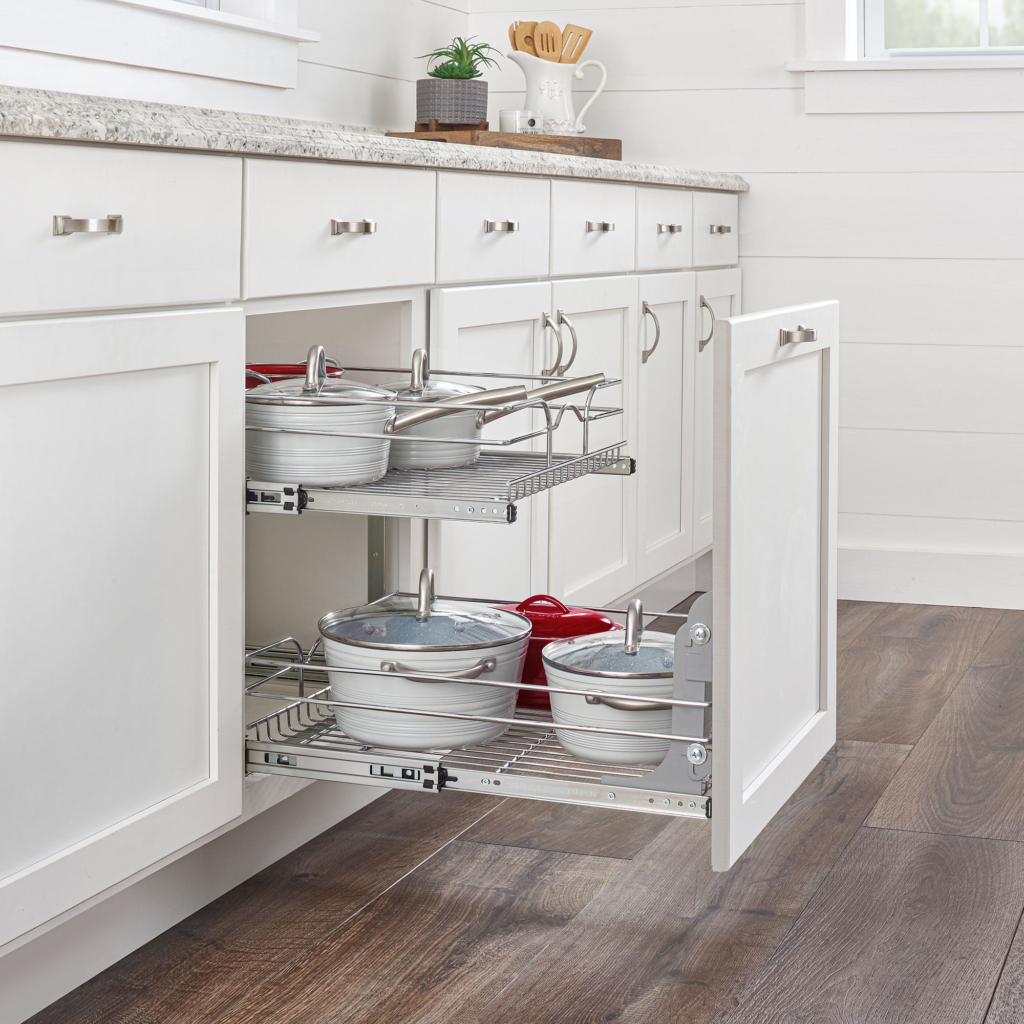Rev-A-Shelf Pullout 2-Tier Basket Organizer for Kitchen or Vanity Cabinets, 21 x 22 In, 5WB2-2122CR-1