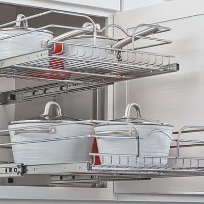 Rev-A-Shelf Pullout 2-Tier Basket Organizer for Kitchen or Vanity Cabinets, 21 x 22 In, 5WB2-2122CR-1