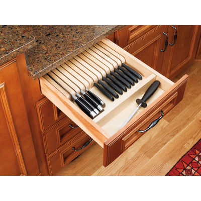Rev-A-Shelf 19 Slot Kitchen Knife Block Drawer Organizing Insert, Wood (Used)