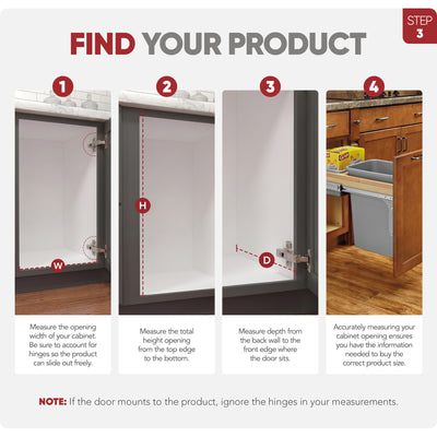 Rev-A-Shelf Pullout Top Mount Trash Can w/ Soft-close, 35 qt., 4WCTM-12BBSCDM1