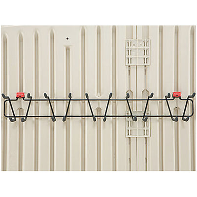 Rubbermaid Outdoor Metal Backyard Shed Shelf & 34” Tool Rack & Power Tool Holder