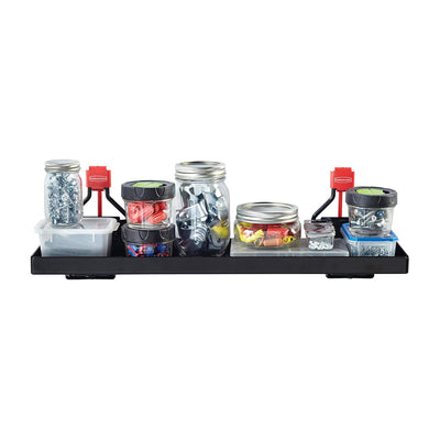 Rubbermaid Outdoor Metal Backyard Shed Shelf & 34” Tool Rack & Power Tool Holder