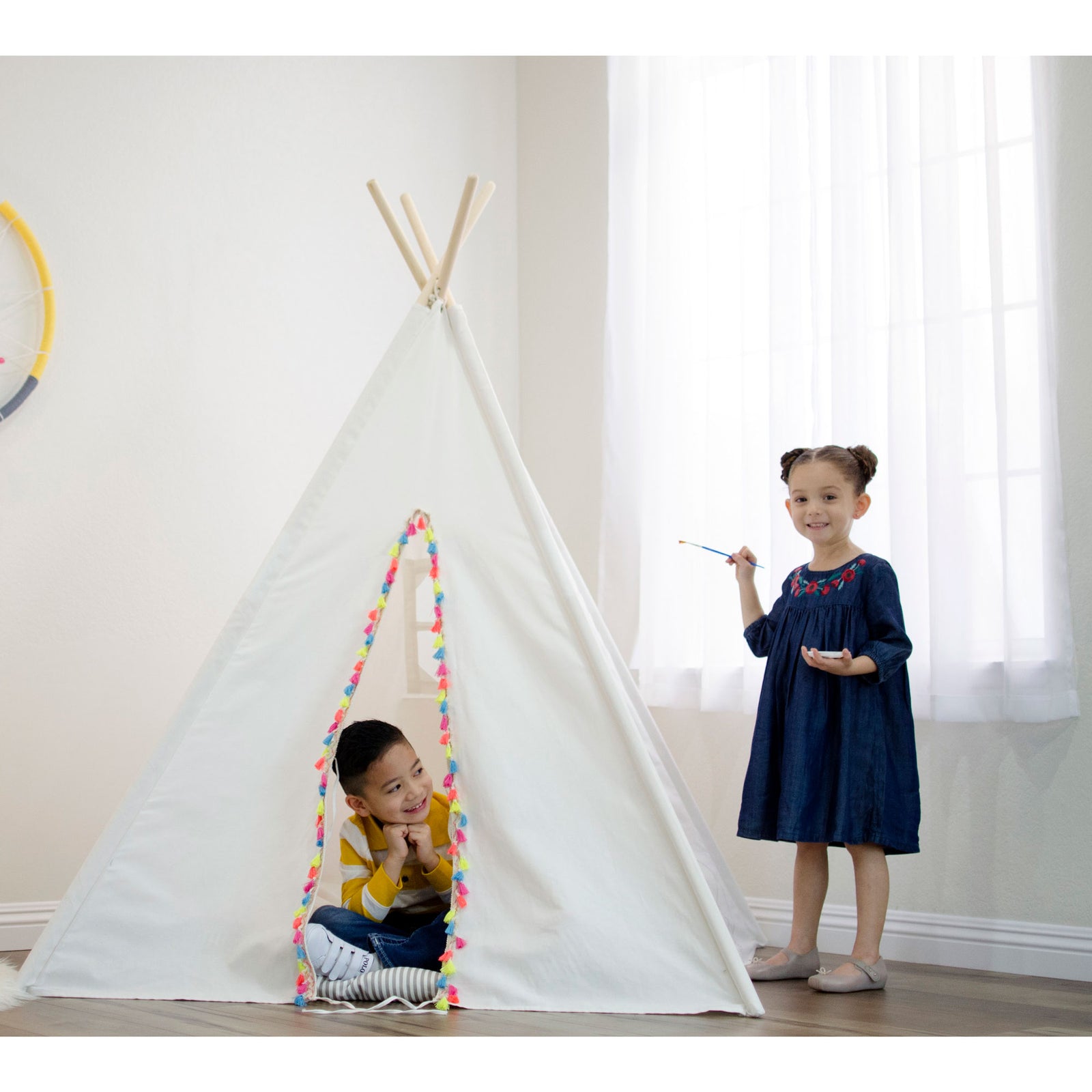 Asweets Childrens Canvas Painting Teepee Play Tent and Markers (Open Box) - VMInnovations