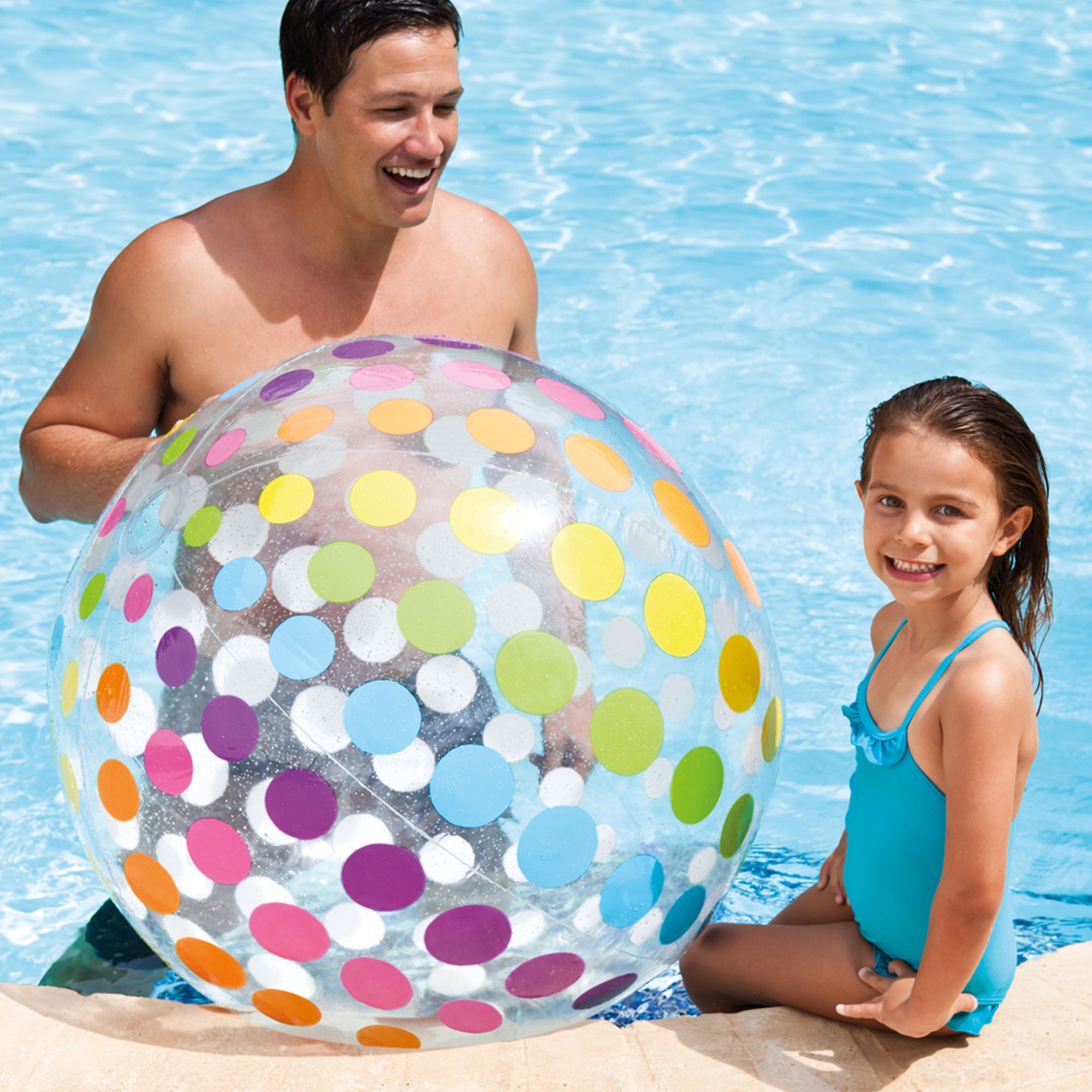 Intex Jumbo Inflatable Glossy Big Polka-Dot Colorful Giant Beach Ball (32 Pack)
