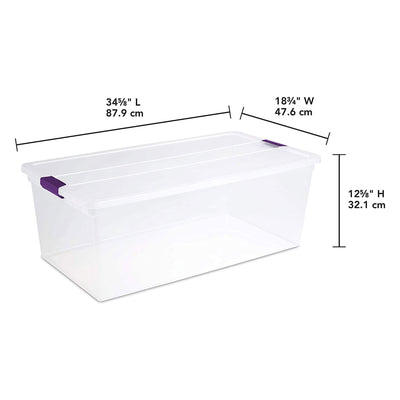 Sterilite 17641704 110-Quart Capacity Clear Storage Tote with Secure Latch Handles (Open Box)