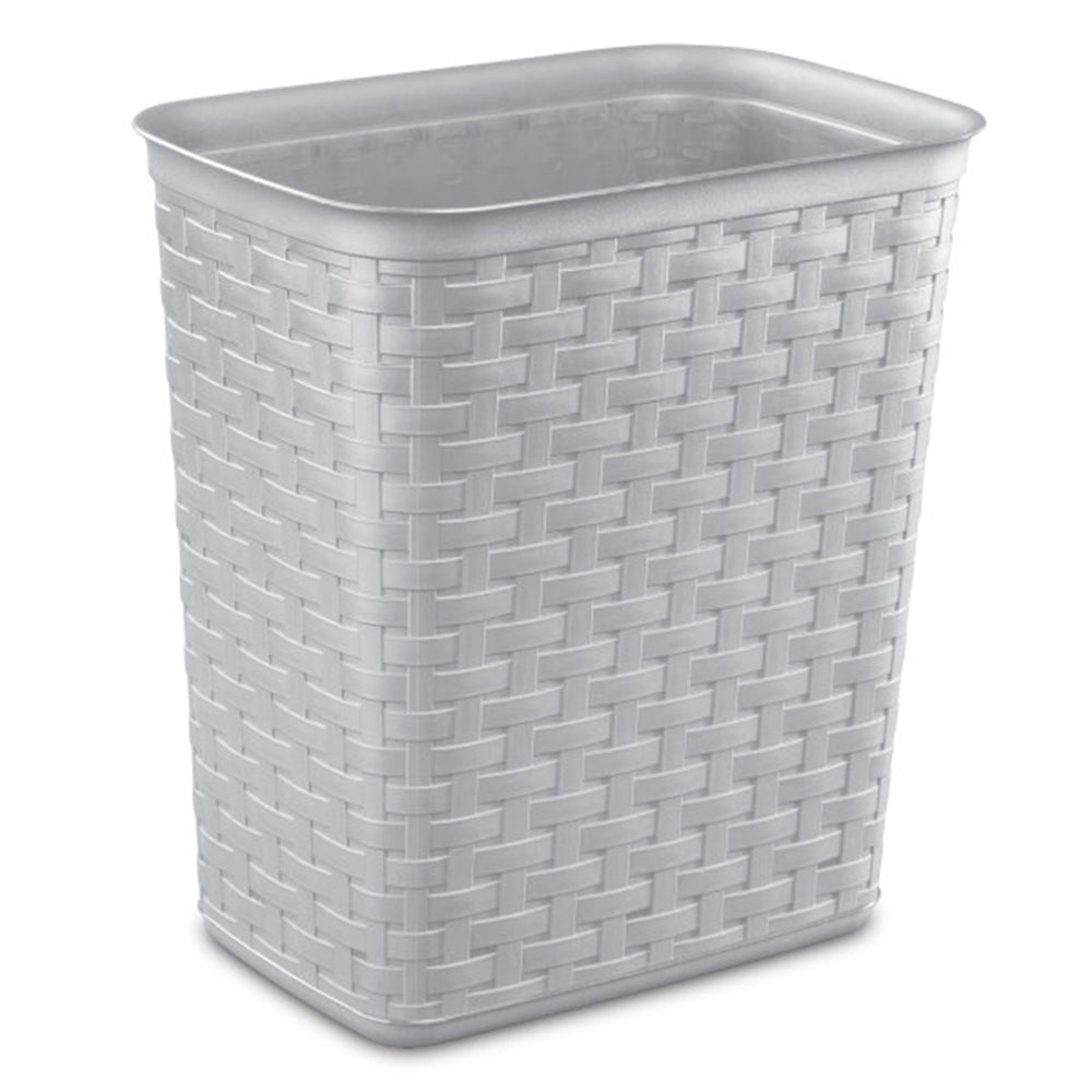 Sterilite 3.4 Gallon/13 Liter Decorative Weave Wastebasket, Cement (6 Pack) - VMInnovations