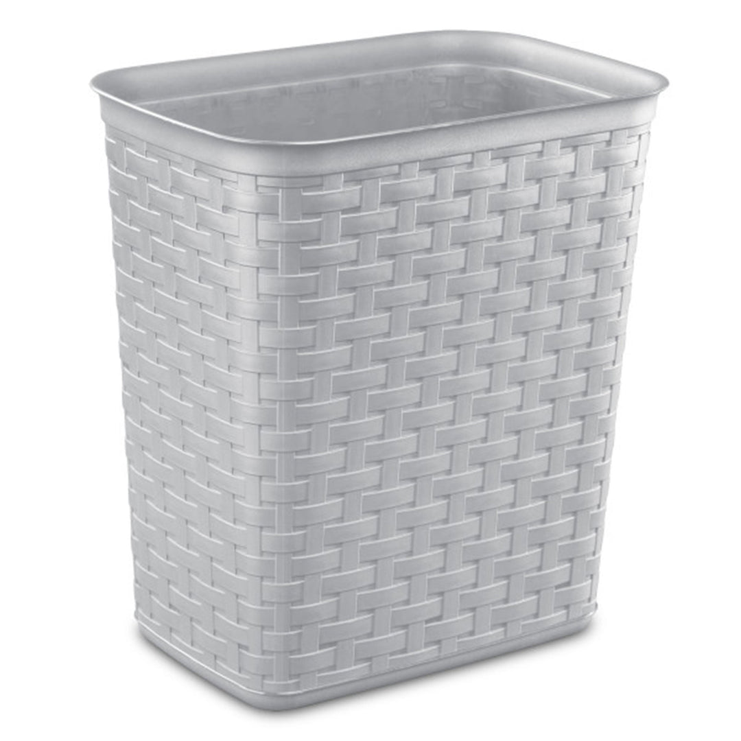 Sterilite 3.4 Gallon/13 Liter Decorative Weave Wastebasket, Cement (6 Pack)