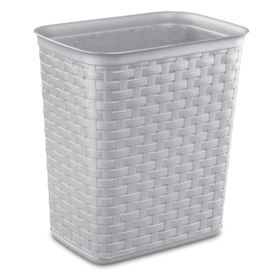 Sterilite 10346A06 3.4 Gallon/13 Liter Decorative Weave Wastebasket, Cement