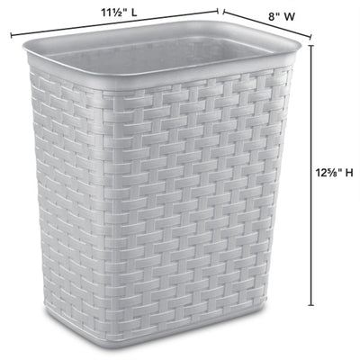 Sterilite 3.4 Gallon/13 Liter Decorative Weave Wastebasket, Cement (6 Pack)