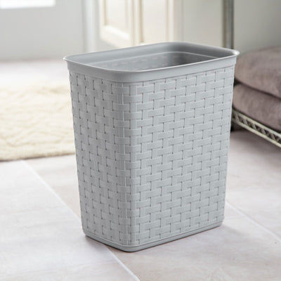 Sterilite 3.4 Gallon/13 Liter Decorative Weave Wastebasket, Cement (6 Pack)