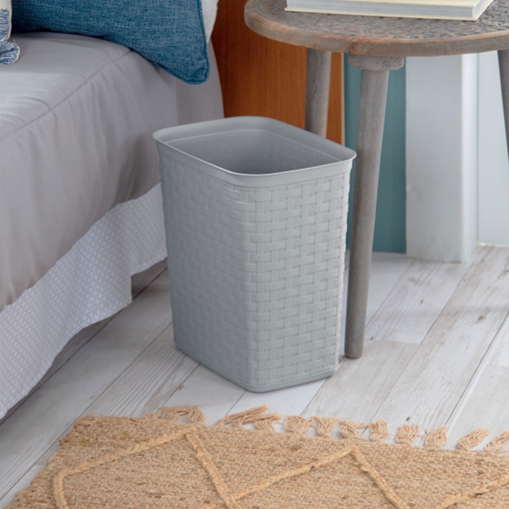 Sterilite 10346A06 3.4 Gallon/13 Liter Decorative Weave Wastebasket, Cement