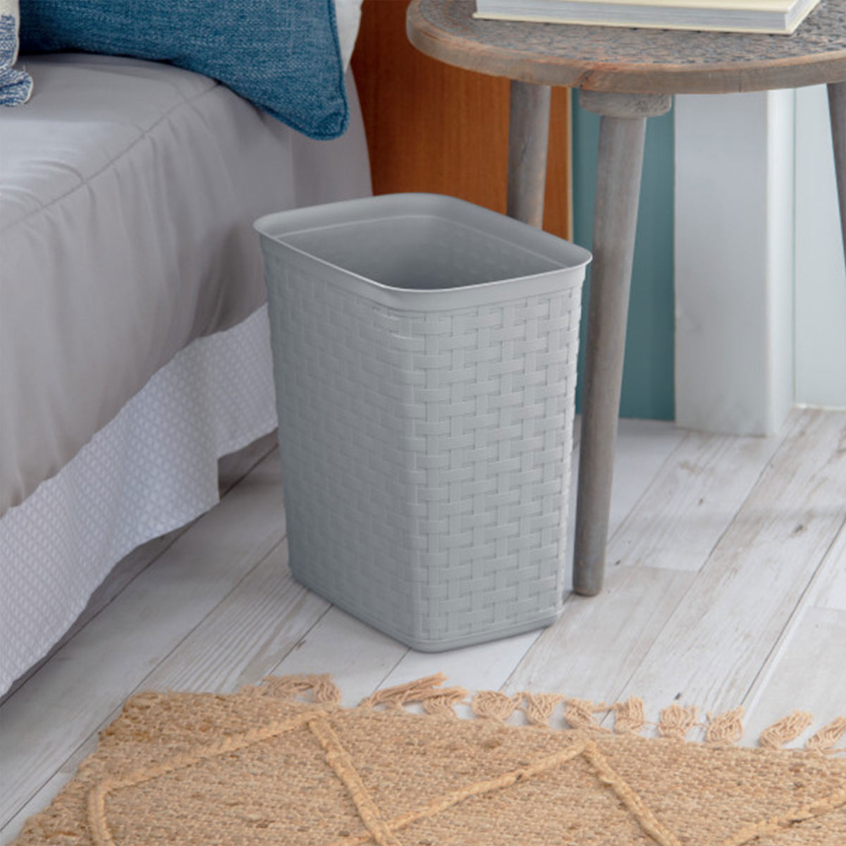 Sterilite 10346A06 3.4 Gallon/13 Liter Decorative Weave Wastebasket, Cement