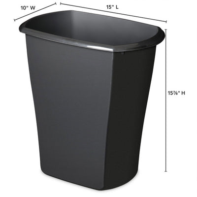 Sterilite 10529006 5.5 Gal Ultra Plastic Wastebasket Trash Can, Black (6 Pack)