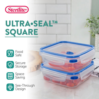 Sterilite 4.0 Cup Square Ultra-Seal Food Storage Container, Blue (6 Pack) - VMInnovations
