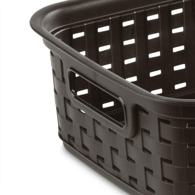 Sterilite 11 Inch Small Weave Storage Organizer Basket Tote, Espresso (16 Pack)