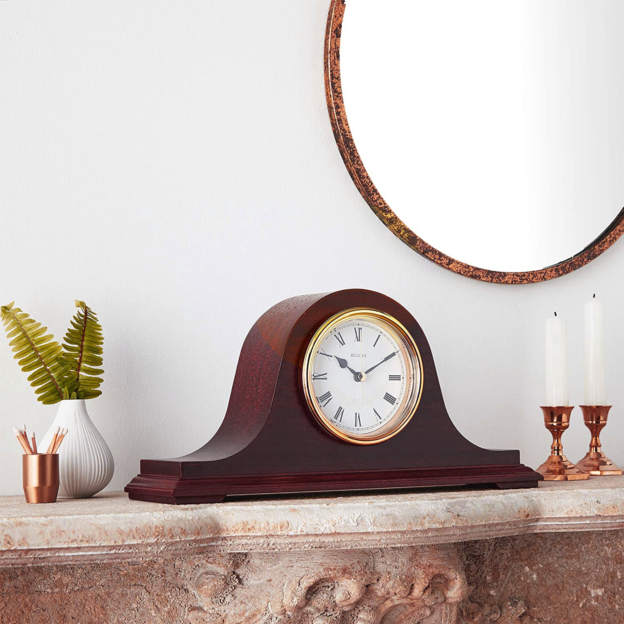 Bulova Clocks Annette II Wooden Westminster Chiming Mantel Clock, Walnut (Used)