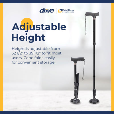Drive Medical Flex N Go 39.5" Adjustable Foldable Tripod Cane, Black (Open Box) - VMInnovations