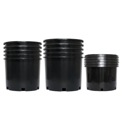 Pro Cal 5 Pack 10 Gallon Planter & 5 Pack 5 Gal Pot & 5 Pack 7 Gal Pot, Black