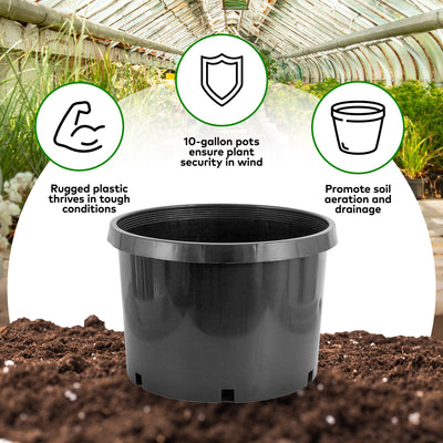 10 Gallon Premium Nursery Plastic Planter Garden Grow Pots, 5 Pack (Used) - VMInnovations