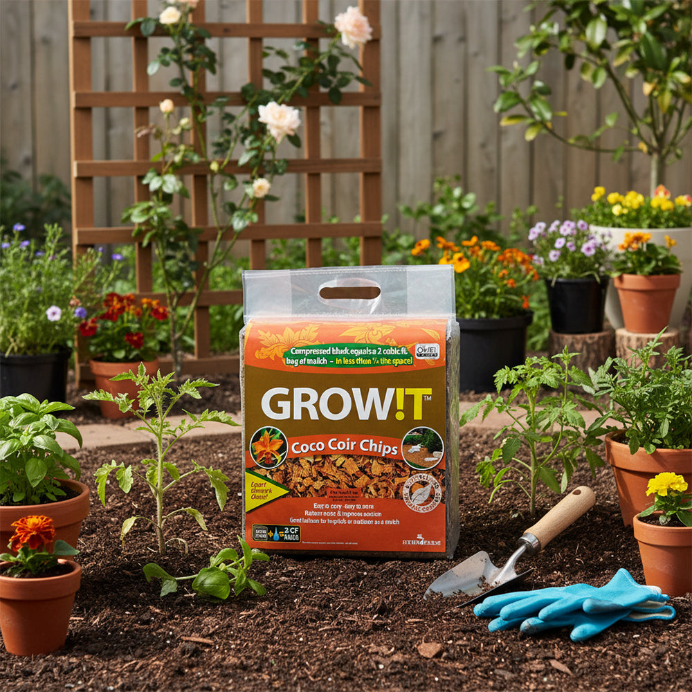 Hydrofarm GROW!T JSCC2 Organic Coco Coir Tropical Planting Mulch Chips, 2 Cu Ft - VMInnovations