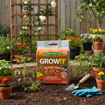 Hydrofarm GROW!T JSCC2 Organic Coco Coir Tropical Planting Mulch Chips, 2 Cu Ft - VMInnovations