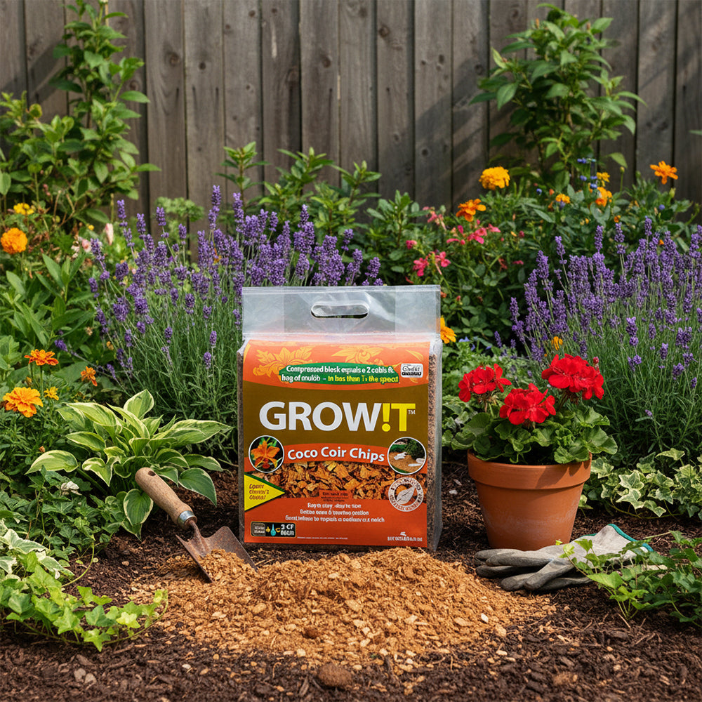 Hydrofarm GROW!T JSCC2 Organic Coco Coir Tropical Planting Mulch Chips, 2 Cu Ft - VMInnovations