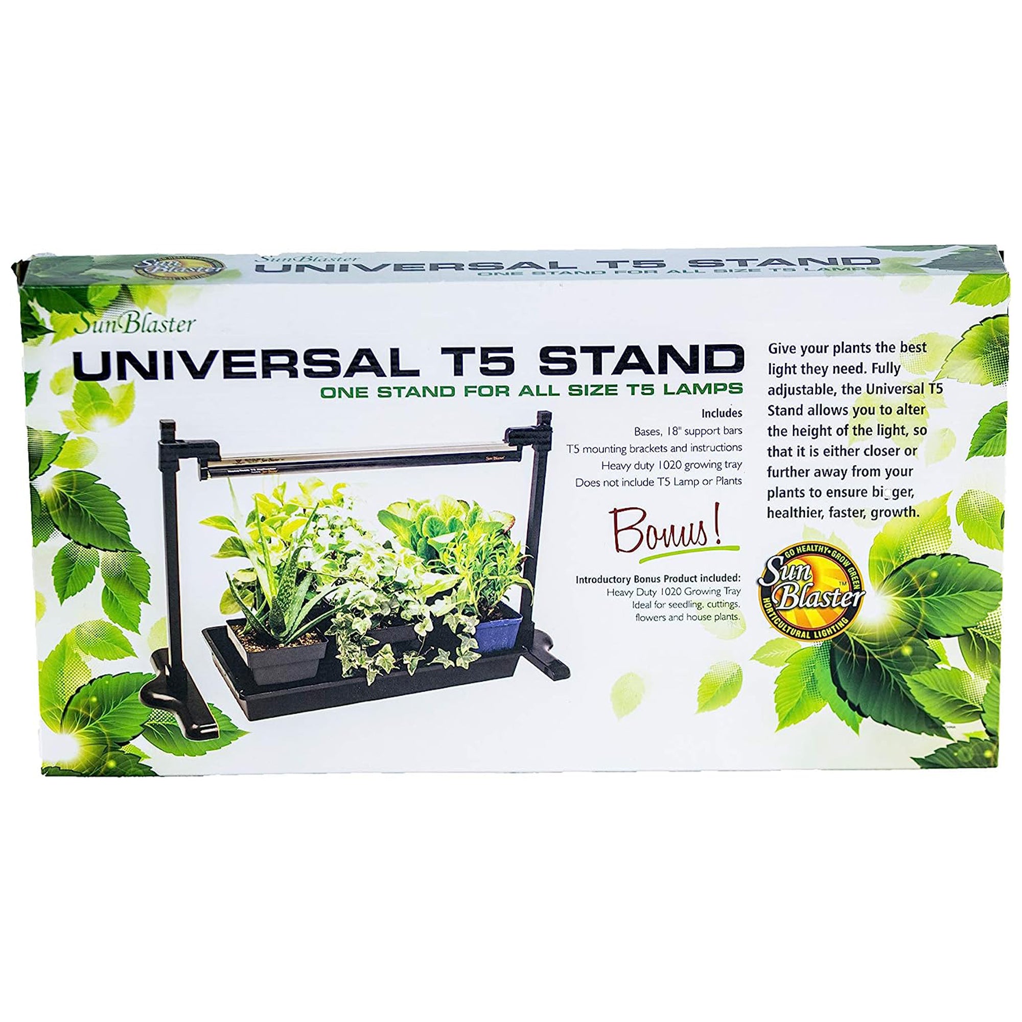 SunBlaster Universal Aluminum Adjustable T5 Light Strip Stand with Growing Tray - VMInnovations