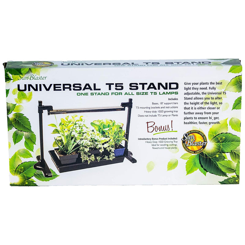 SunBlaster Universal Aluminum Adjustable T5 Light Strip Stand with Growing Tray