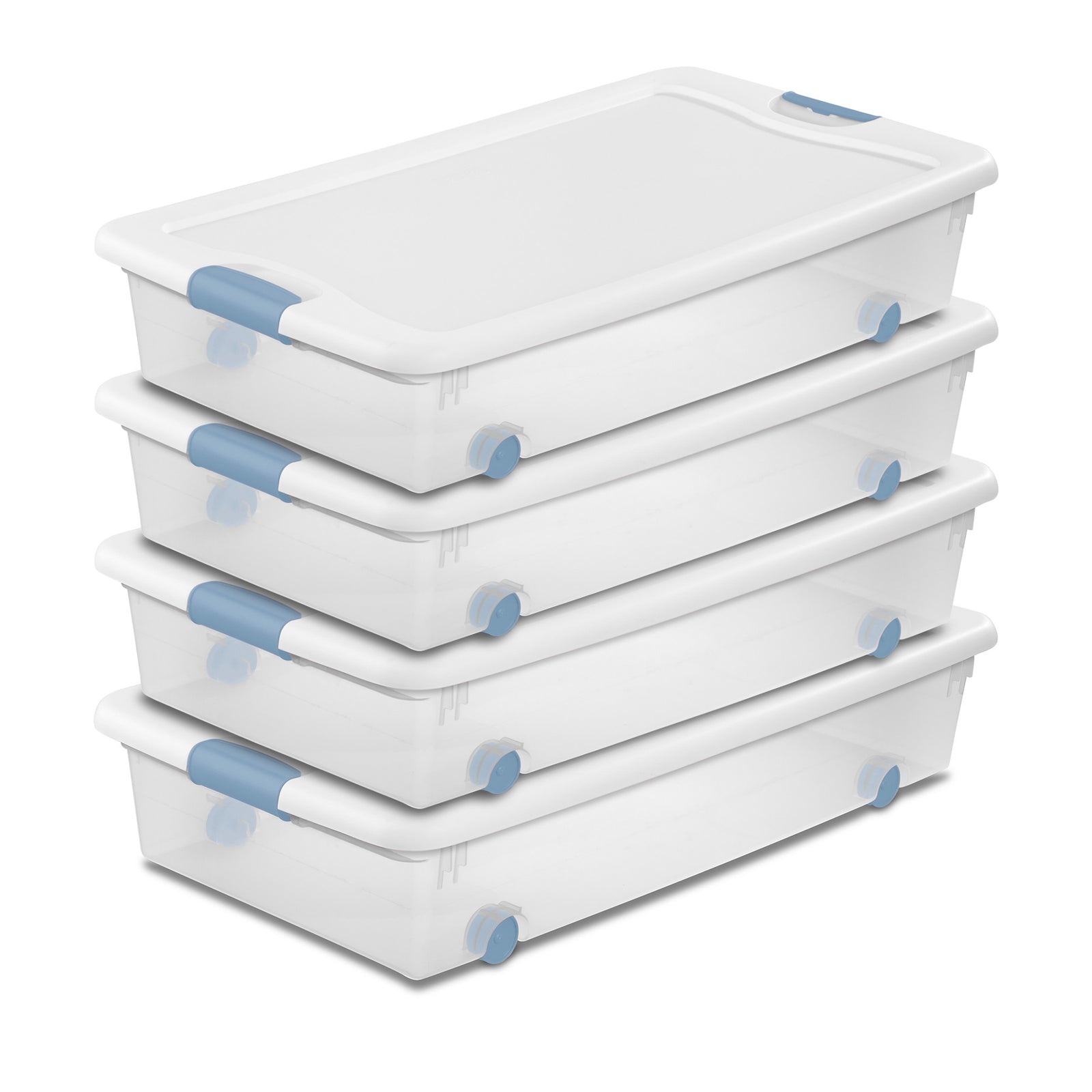 Sterilite 56 Quart Latching Stackable Wheeled Storage Container w/ Lid, (4 Pack) - VMInnovations