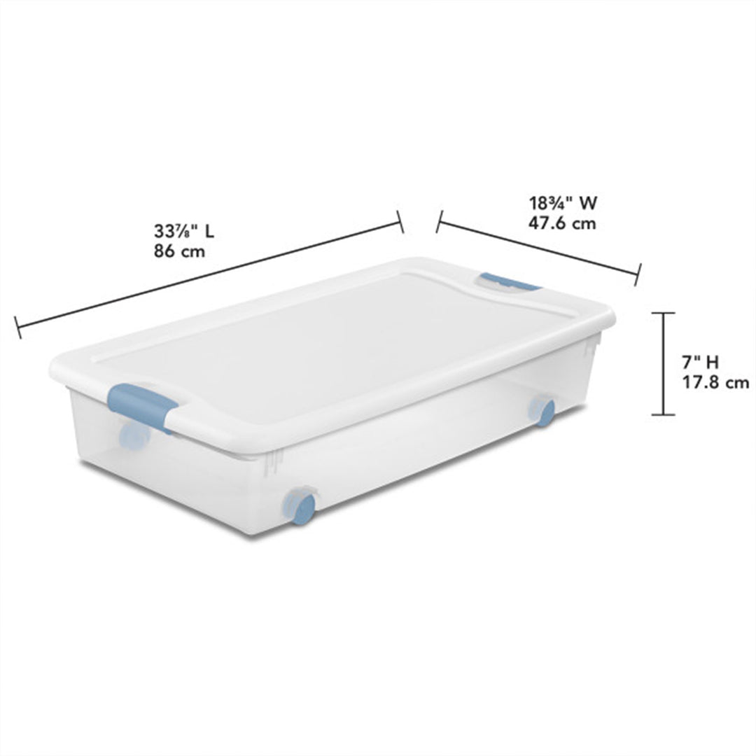 Sterilite 56 Quart Latching Stackable Wheeled Storage Container w/ Lid, (4 Pack)