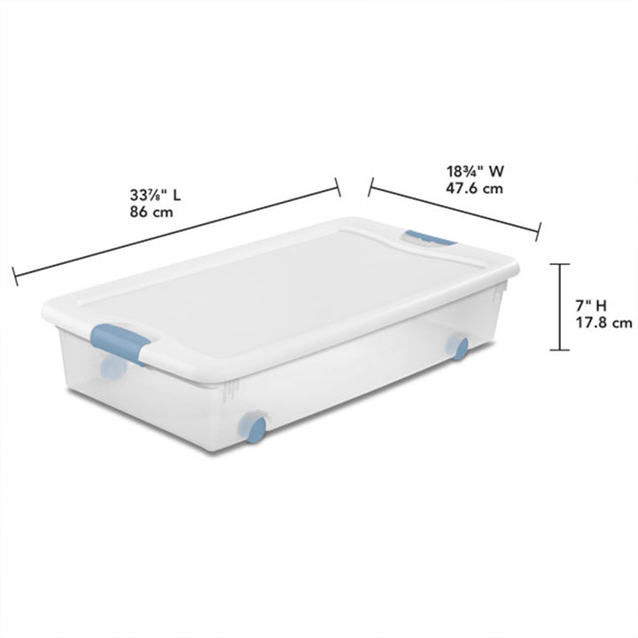 Sterilite 56 Quart Latching Stackable Wheeled Storage Container w/ Lid, (4 Pack)