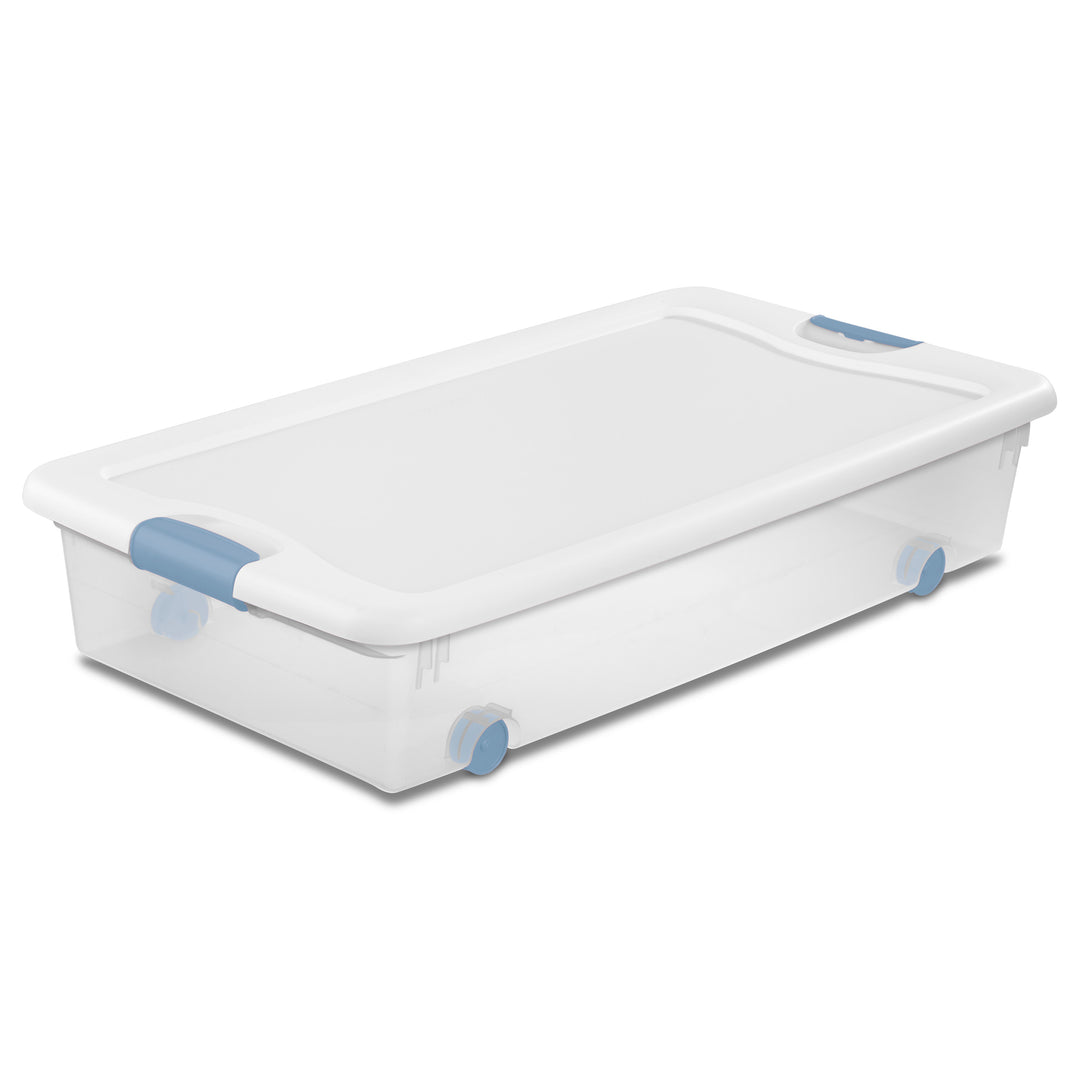 Sterilite 56 Quart Latching Stackable Wheeled Storage Container w/ Lid, (4 Pack)