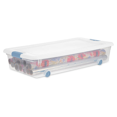 Sterilite 56 Quart Latching Stackable Wheeled Storage Container w/ Lid, (4 Pack) - VMInnovations