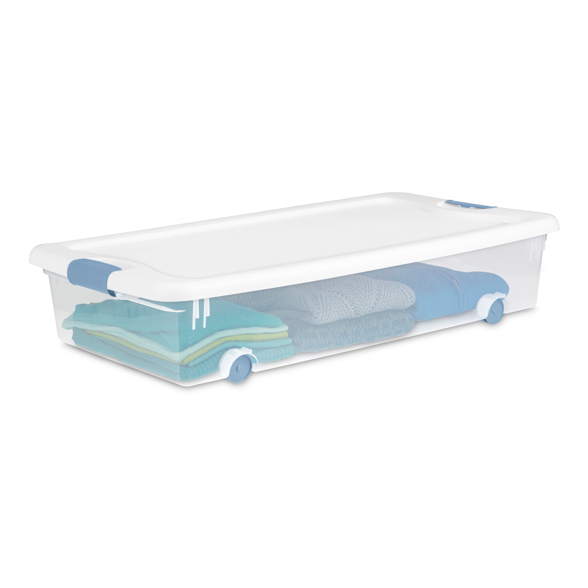 Sterilite 56 Quart Latching Stackable Wheeled Storage Container w/ Lid, (4 Pack) - VMInnovations