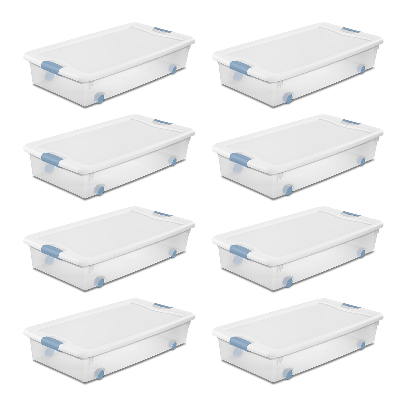 Sterilite 56 Quart Latching Stackable Wheeled Storage Container w/ Lid, (8 Pack) - VMInnovations