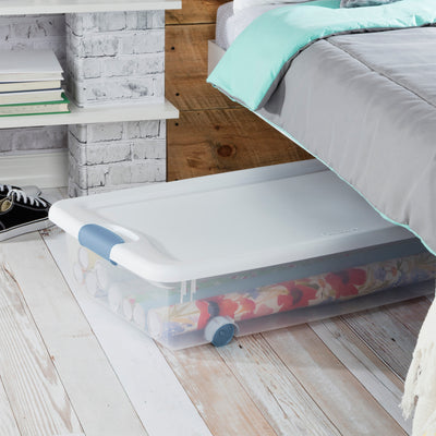 Sterilite 56 Quart Latching Stackable Wheeled Storage Container w/ Lid, (8 Pack) - VMInnovations