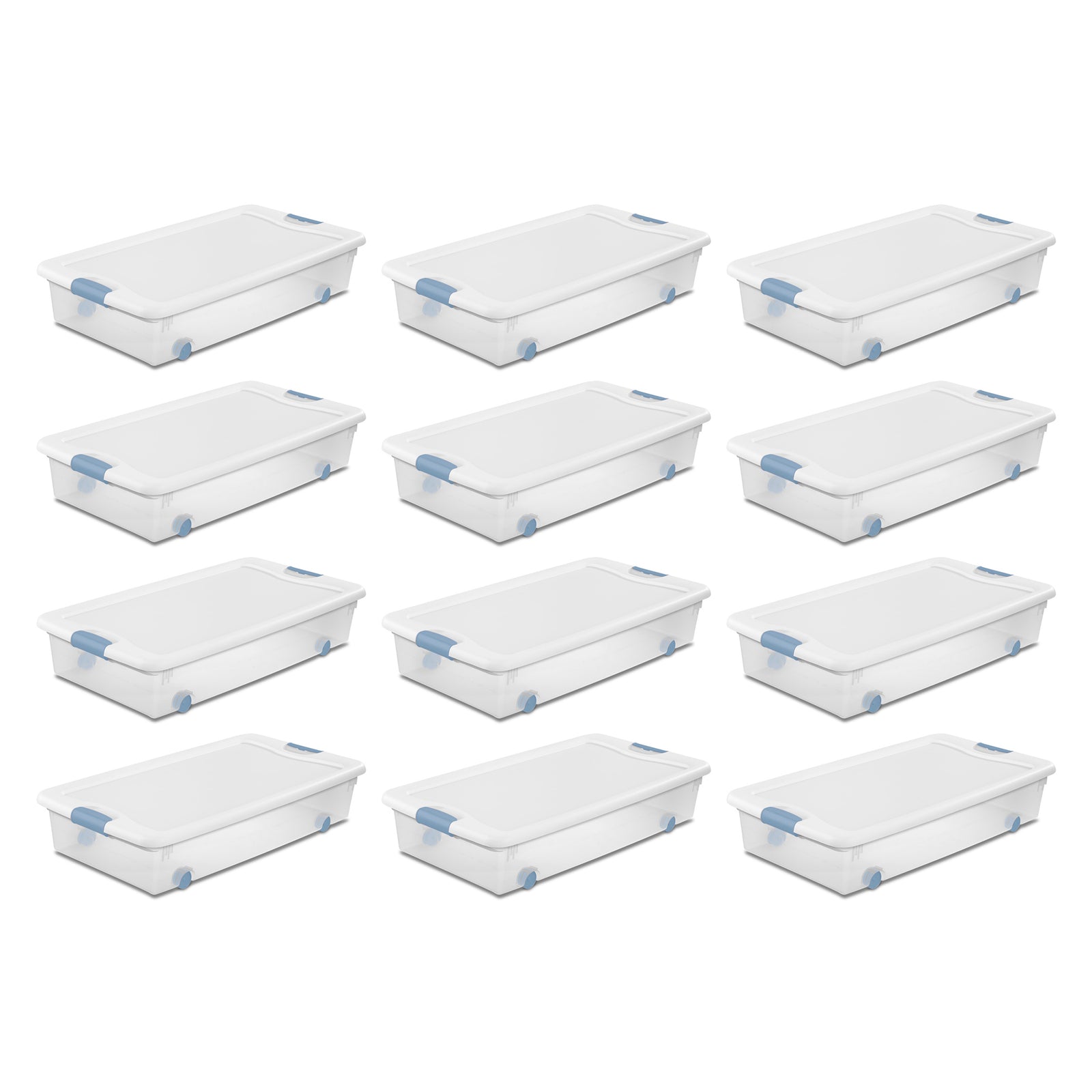 Sterilite 56 Quart Latching Stackable Wheeled Storage Container w/ Lid (12 Pack) - VMInnovations
