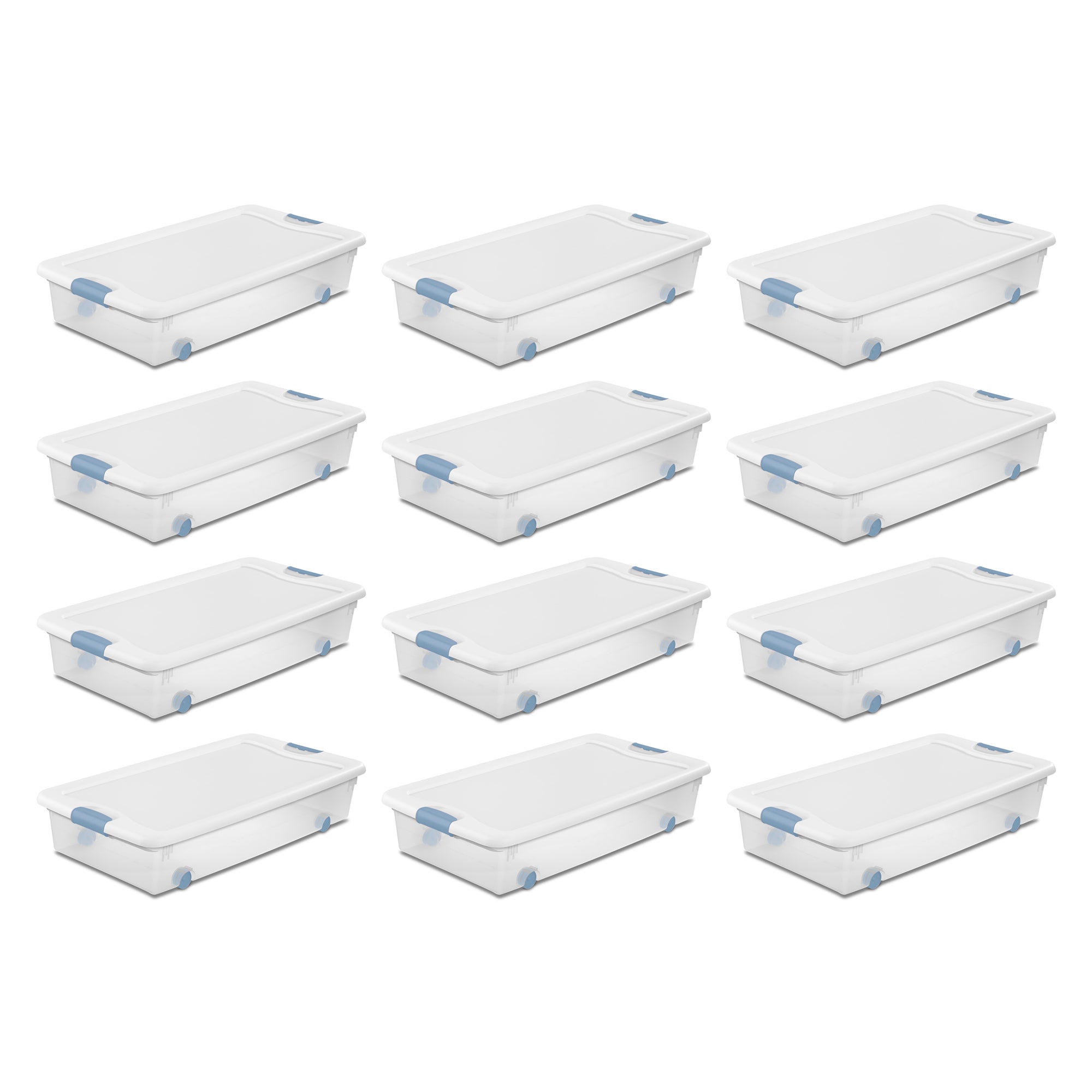 Sterilite 56 Quart Latching Stackable Wheeled Storage Container w/ Lid (12 Pack) - VMInnovations