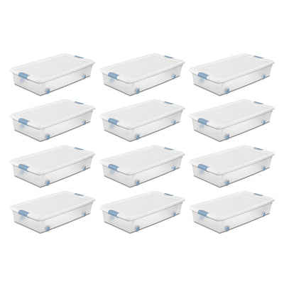 Sterilite 56 Quart Latching Stackable Wheeled Storage Container w/ Lid (12 Pack) - VMInnovations