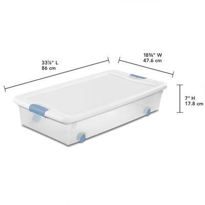 Sterilite 56 Quart Latching Stackable Wheeled Storage Container w/ Lid (12 Pack) - VMInnovations