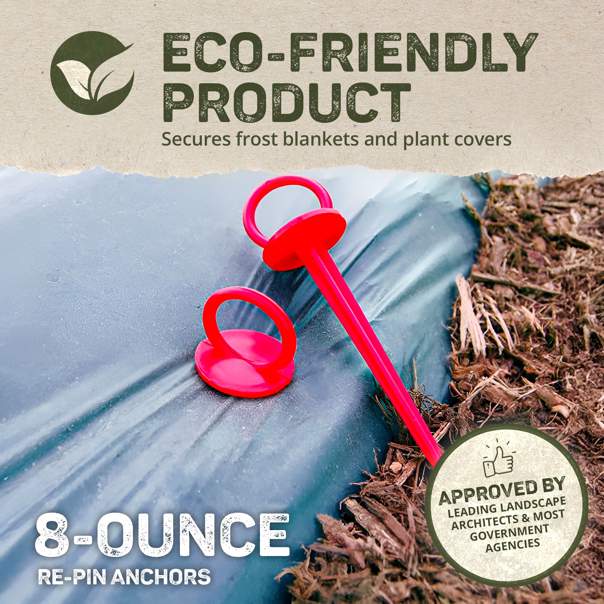 DeWitt Company UV-Treated Durable Plastic Outdoor Re-Pin Anchors, Red, 300 Count - VMInnovations