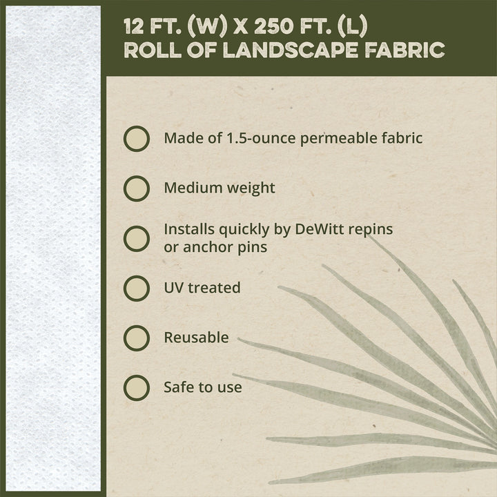 DeWitt N-Sulate 1.5oz 12'x250' Plant Cover Freeze Protection Cloth Frost Blanket