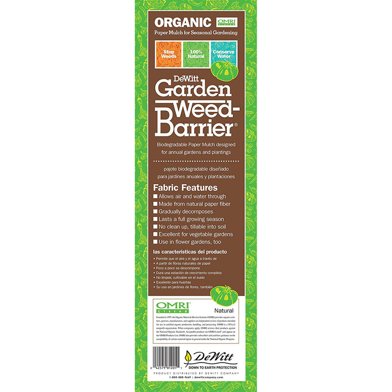 DeWitt NAT4300 4 x 300 Ft Natural Biodegradable Paper Mulch Garden Weed Barrier