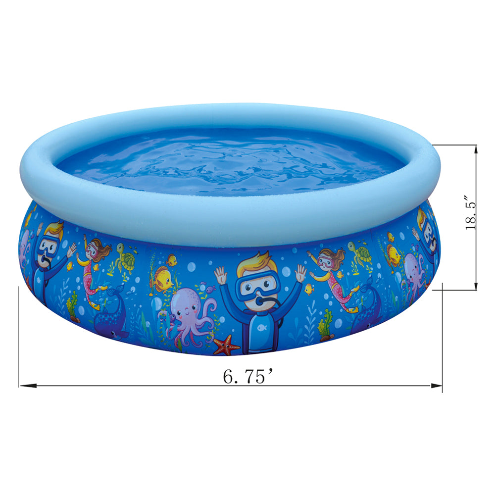 JLeisure 6.75Ft x 18.5In 3D Sea World Inflatable Backyard Pool (Open Box) - VMInnovations