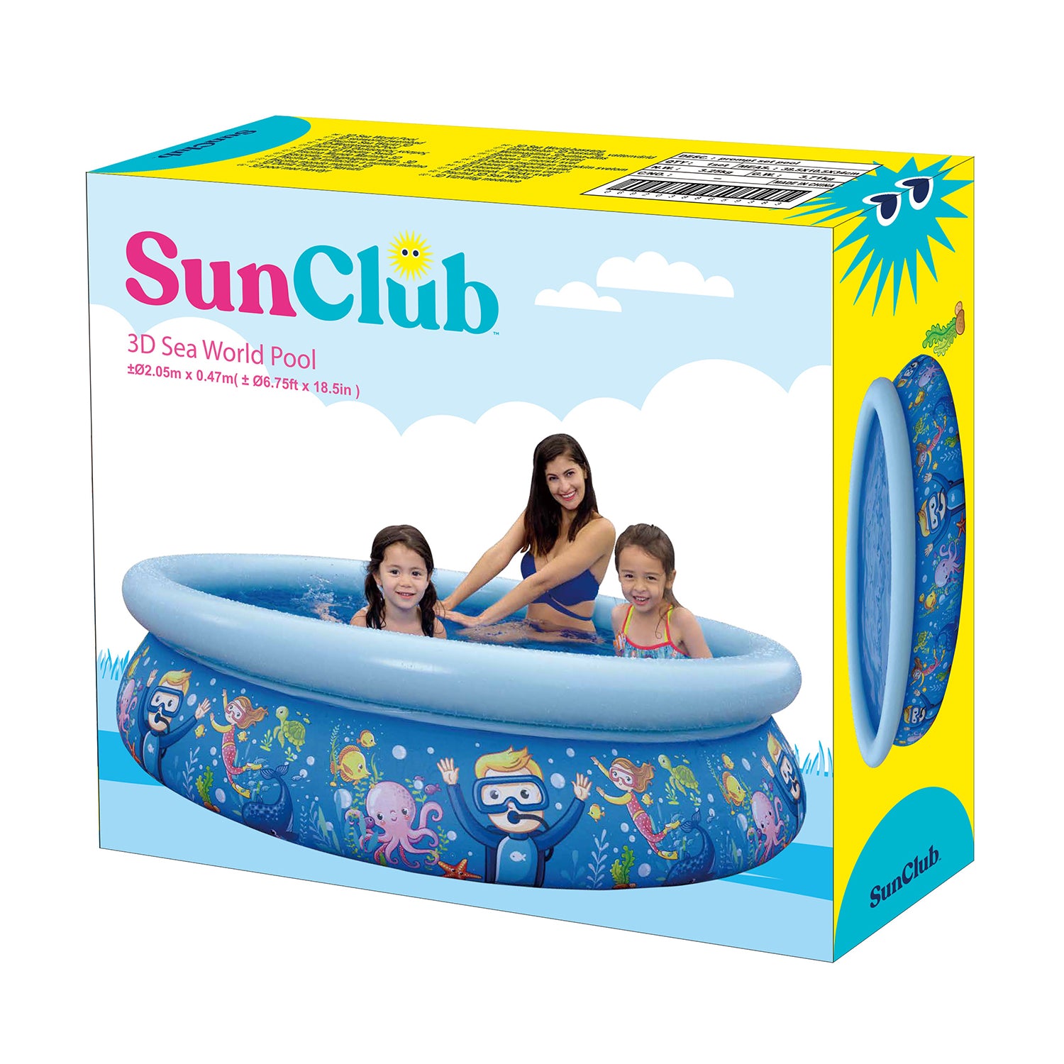 JLeisure 6.75Ft x 18.5In 3D Sea World Inflatable Backyard Pool (Open Box) - VMInnovations