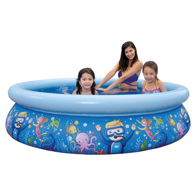 JLeisure 6.75' x 18.5" 3D Sea World Inflatable Outdoor Backyard Swimming Pool